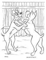 coloriage le clochard se bat avec un chien sauvage